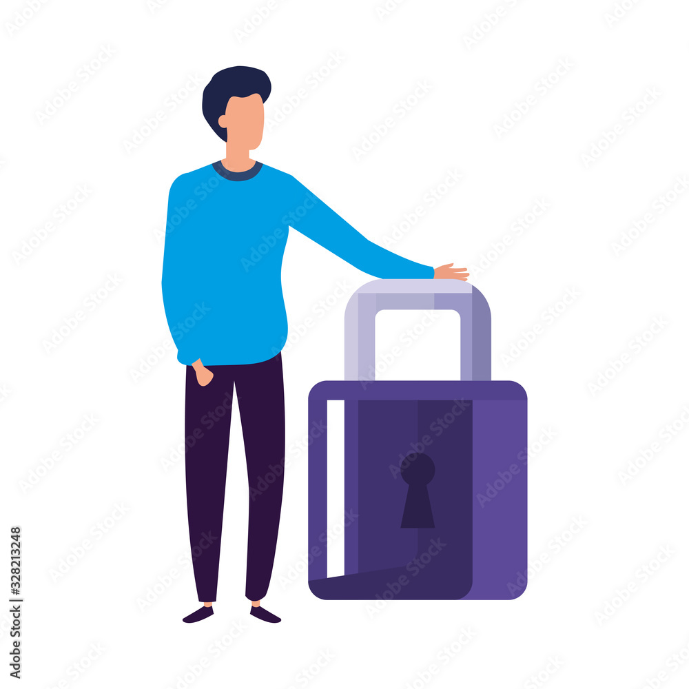 businessman elegant with padlock isolated icon businessman elegant with padlock isolated icon