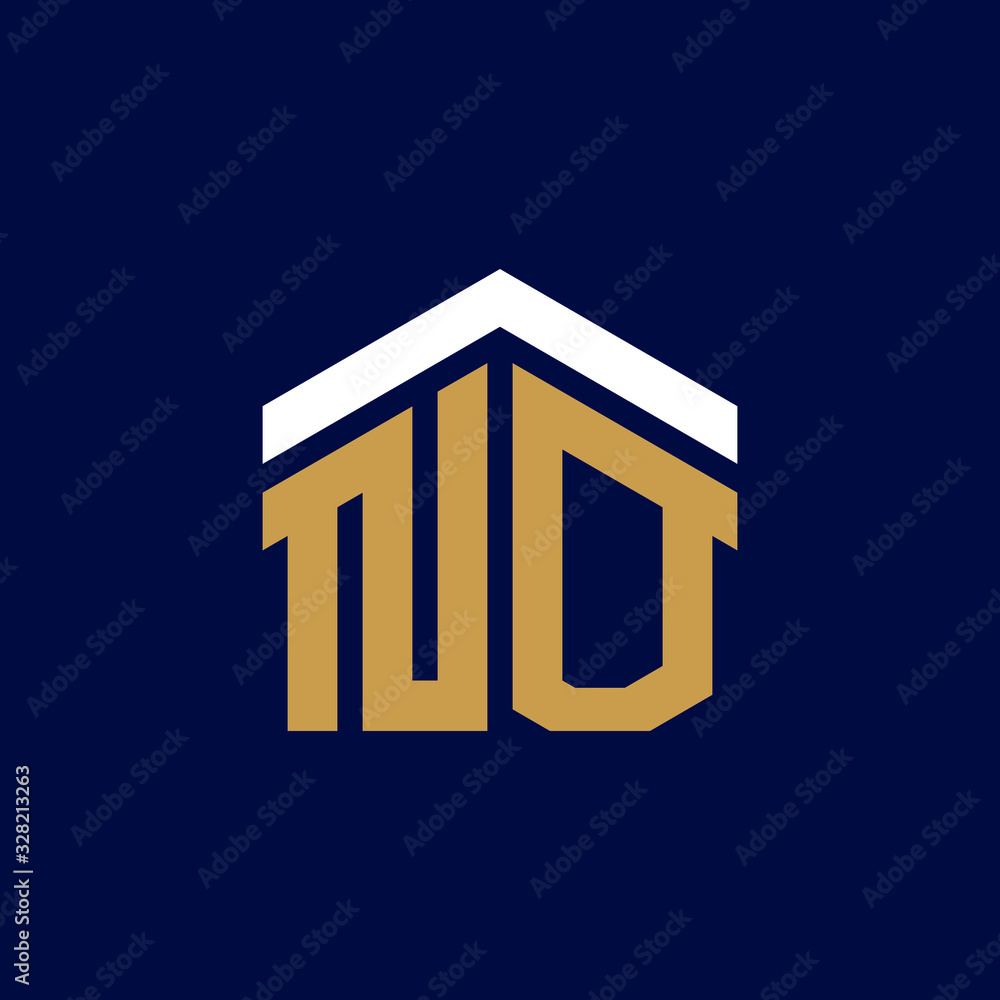 Initial Letters NO House Logo Design Initial Letters NO House Logo Design