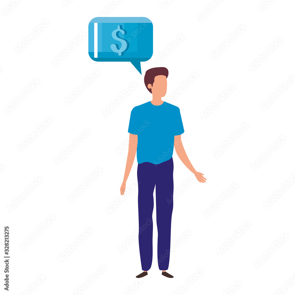 businessman and speech bubble with symbol dollar businessman and speech bubble with symbol dollar