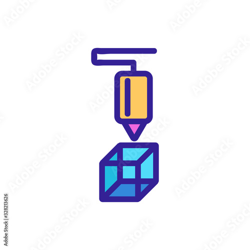 3D print printer icon vector. Thin line sign. Isolated contour symbol illustration