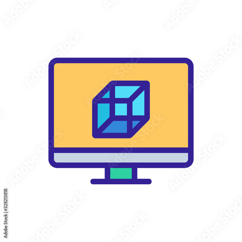 3D print printer icon vector. Thin line sign. Isolated contour symbol illustration