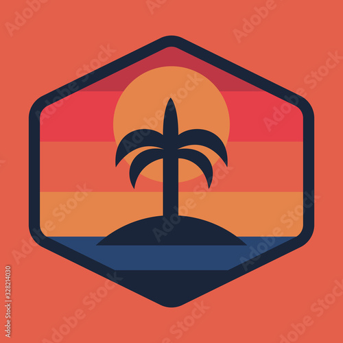 Beach sea nature wild badge patch pin graphic illustration vector art t-shirt design