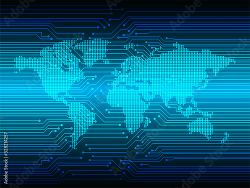 Blue world cyber circuit future technology concept background