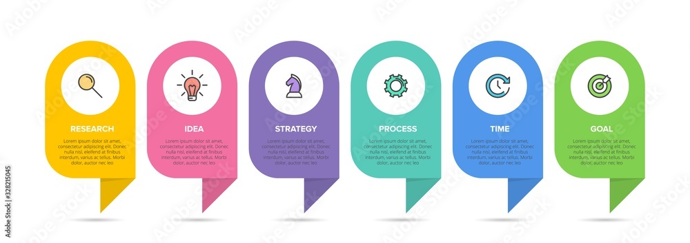 Concept of arrow business model with 6 successive isometric steps. Six colorful graphic elements. Timeline design for brochure, presentation. Infographic design layout Concept of arrow business model with 6 successive isometric steps. Six colorful graphic elements. Timeline design for brochure, presentation. Infographic design layout