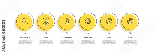 Concept of arrow business model with 6 successive isometric steps. Six colorful graphic elements. Timeline design for brochure, presentation. Infographic design layout