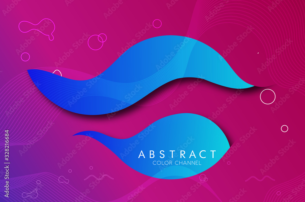 Abstract Fluid creative templates with dynamic linear waves.cards, color covers set. Geometric design.Cool curl wave header element. Modern bright colors.