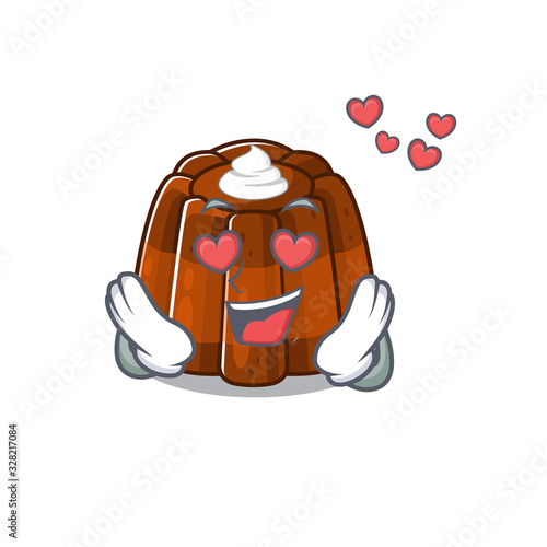 Romantic falling in love chocolate pudding cartoon character concept