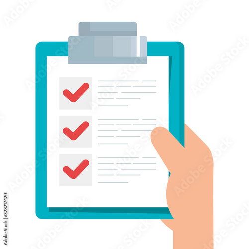 hand holding list document vector design