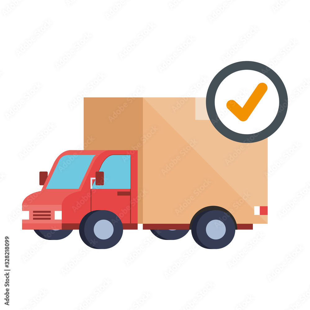 Isolated delivery truck and check mark vector design Isolated delivery truck and check mark vector design