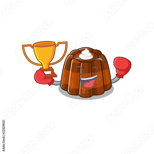 fantastic Boxing winner of chocolate pudding in mascot cartoon design