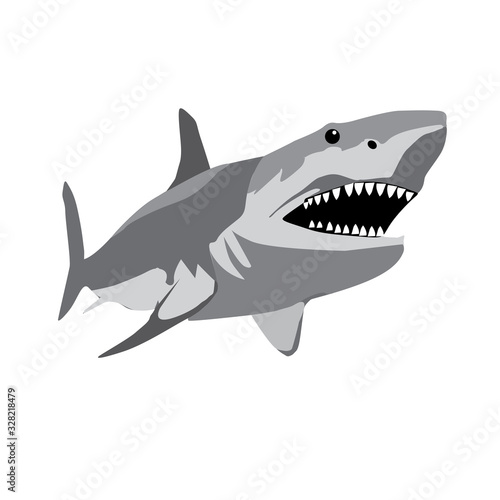 Angry Shark Cartoon open mouth vector with toothy white