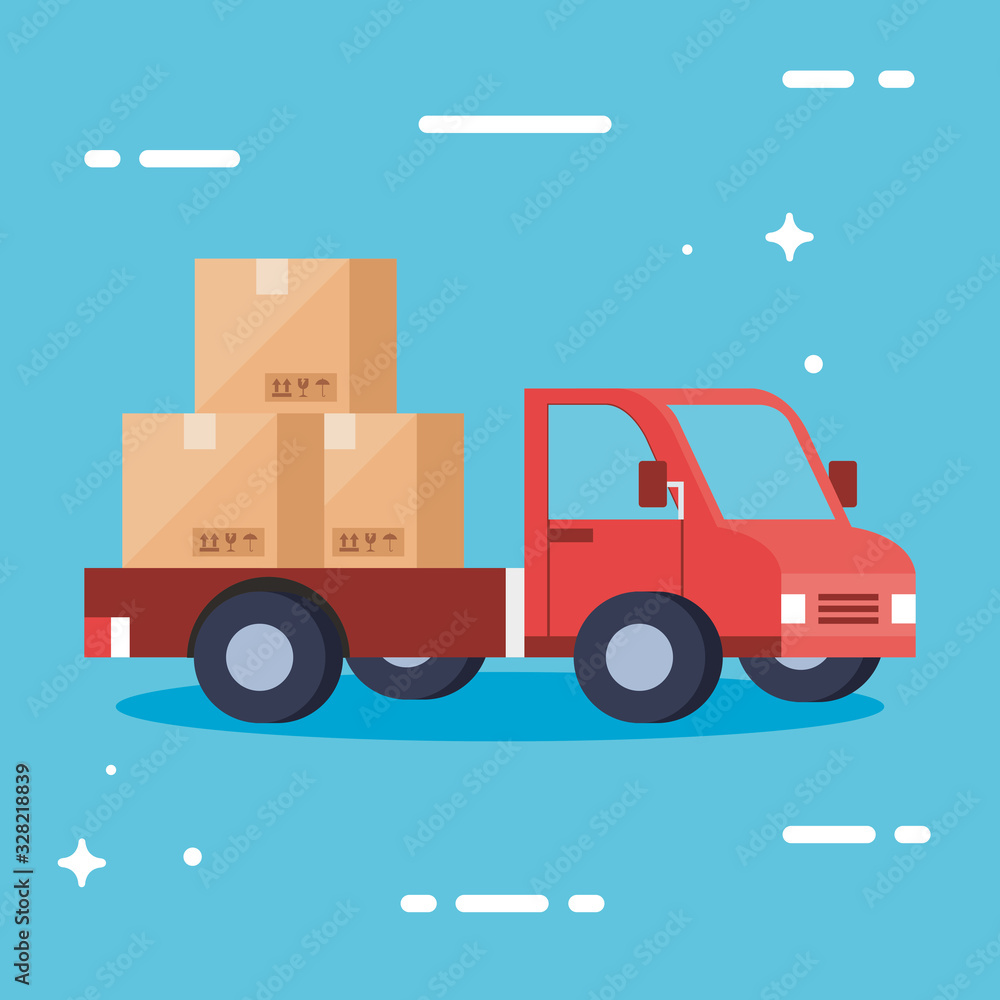 delivery truck with boxes vector design