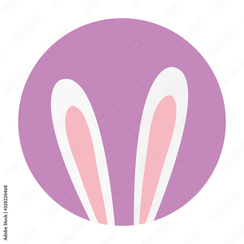 cute ears of rabbit in frame circular isolated icon cute ears of rabbit in frame circular isolated icon