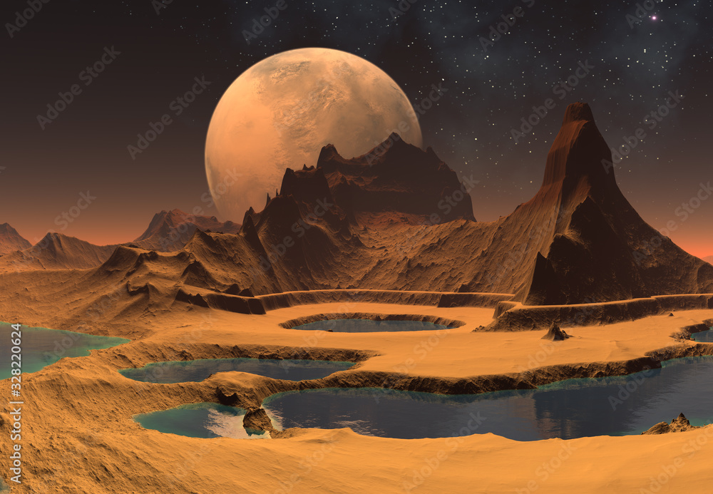 3D Rendered Fantasy Alien Landscape - 3D Illustration 3D Rendered Fantasy Alien Landscape - 3D Illustration