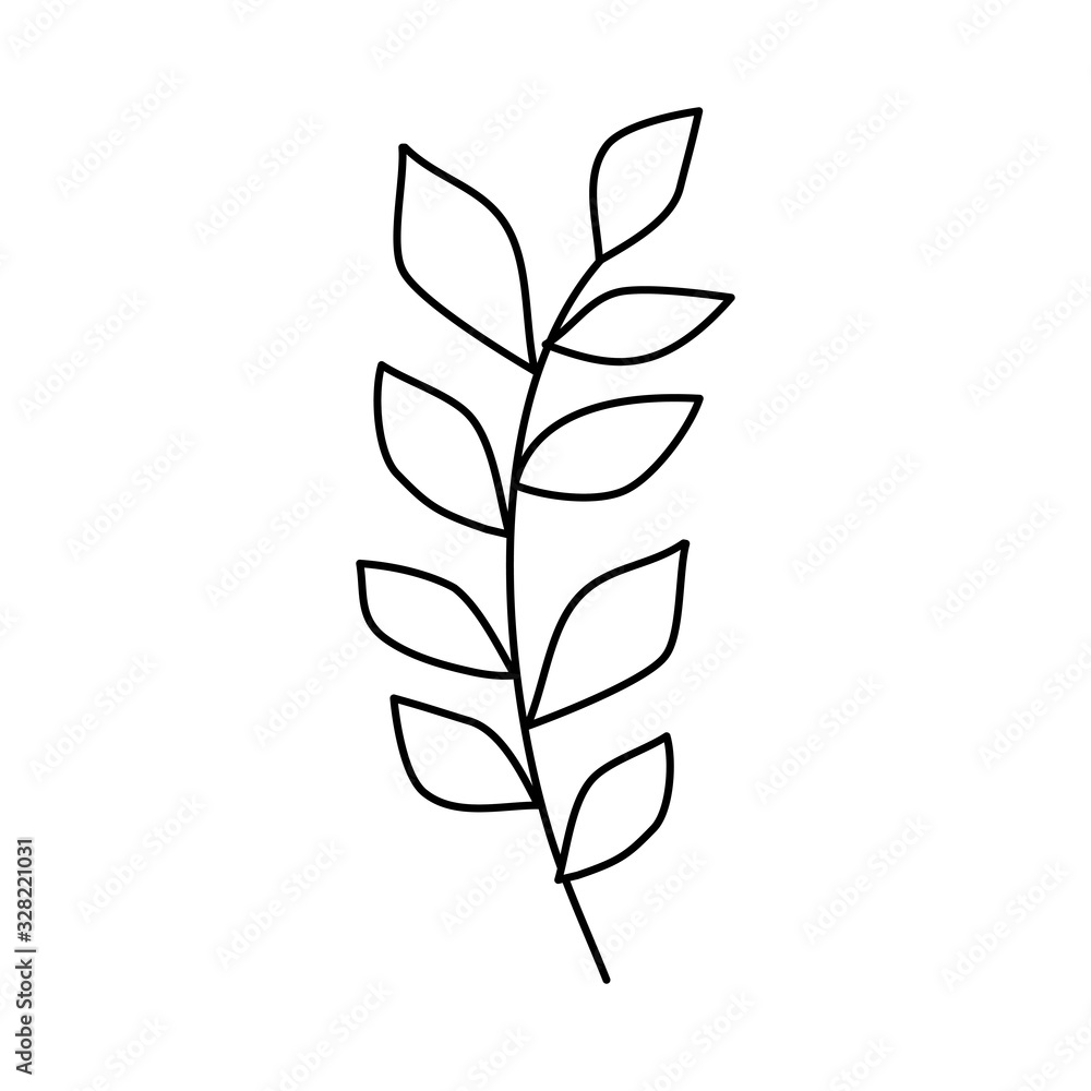 Fototapeta premium branch with leafs nature ecology isolated icon