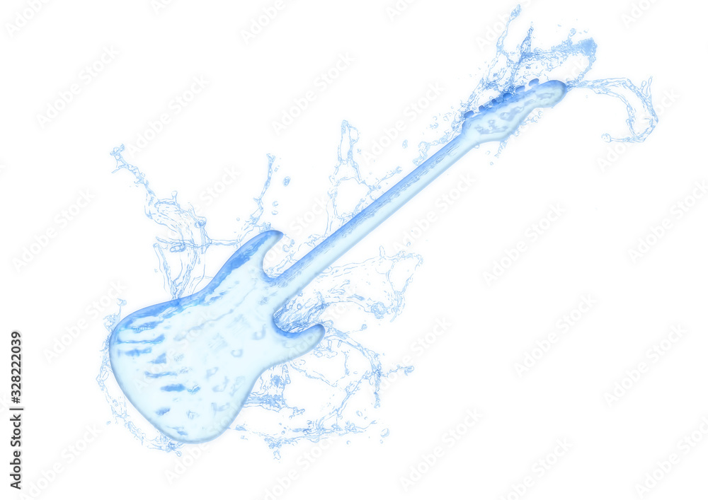 しぶきを上げる抽象的な水のギター