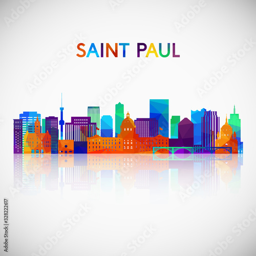 Saint Paul skyline silhouette in colorful geometric style. Symbol for your design. Vector illustration.