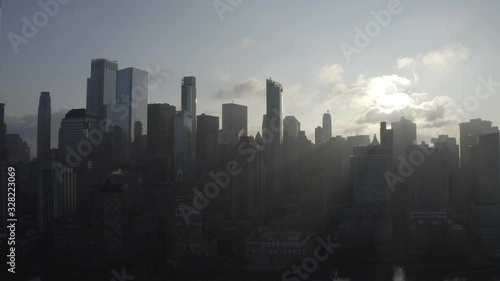 New york city with WTC in early morning, aerial photography	