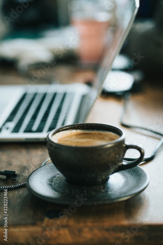 cup of coffee on table in cafe