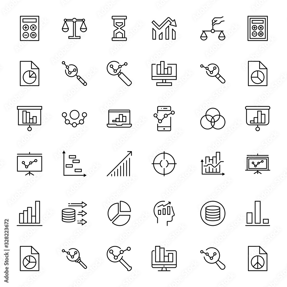 Analytics line icon set. Analytics line icon set.