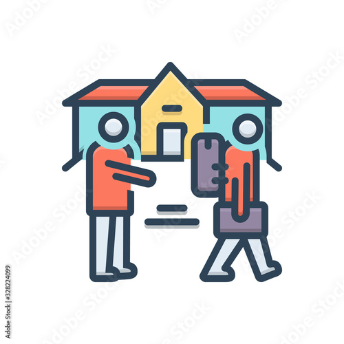 Color illustration icon for eviction