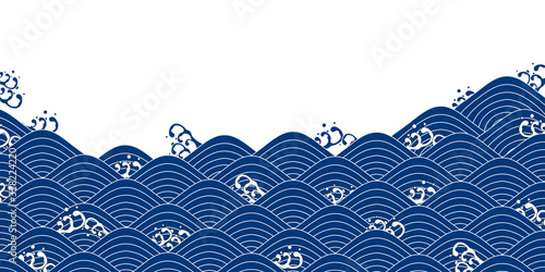 海　波　和紙　背景