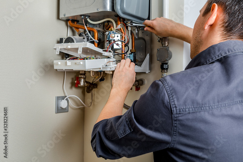 Repair of a gas boiler.