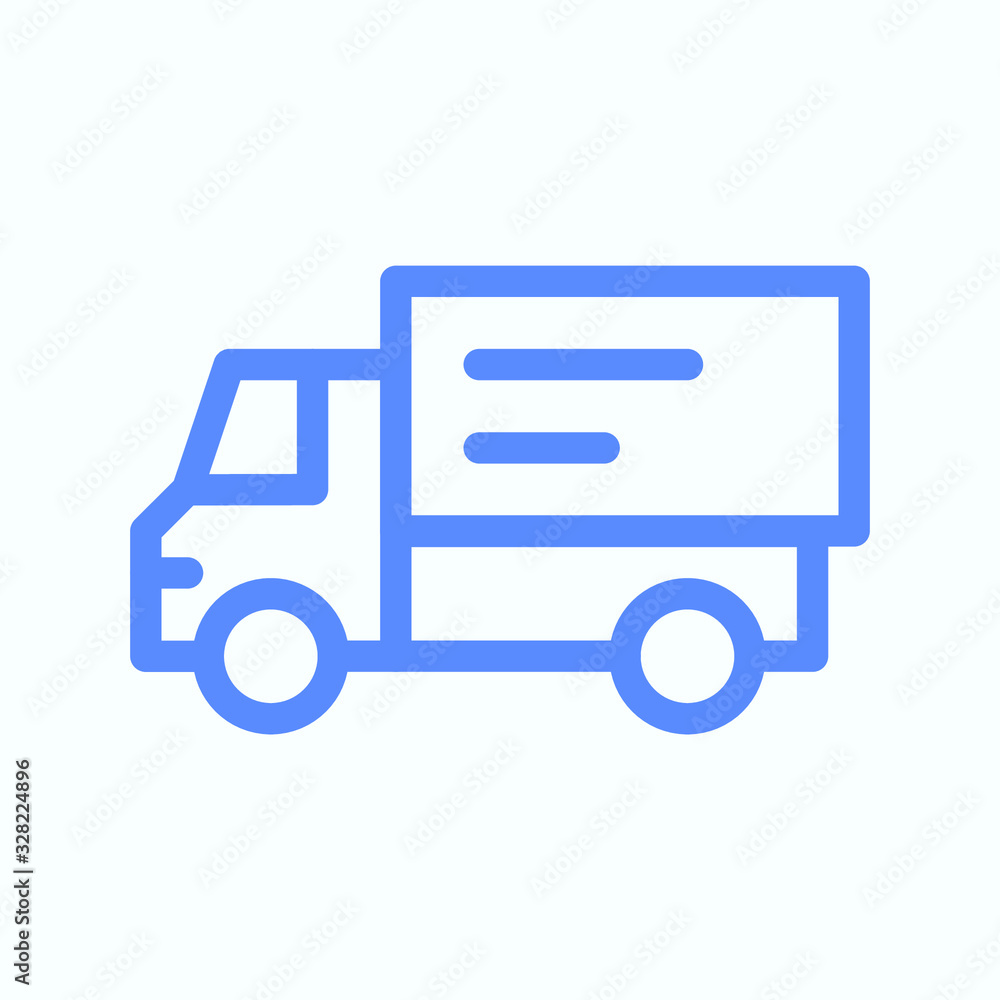 Express delivery truck icon for the website UI design. Round and thin vector illustration of the fast shipping delivery truck. Express delivery truck icon for the website UI design. Round and thin vector illustration of the fast shipping delivery truck.