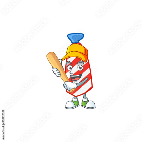 An active healthy USA stripes tie mascot design style playing baseball