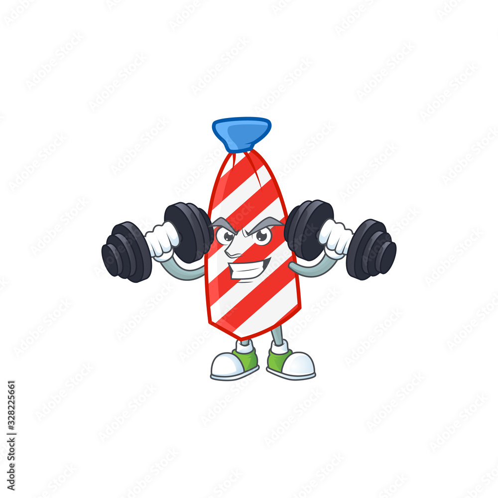 USA stripes tie mascot icon on fitness exercise trying barbells USA stripes tie mascot icon on fitness exercise trying barbells