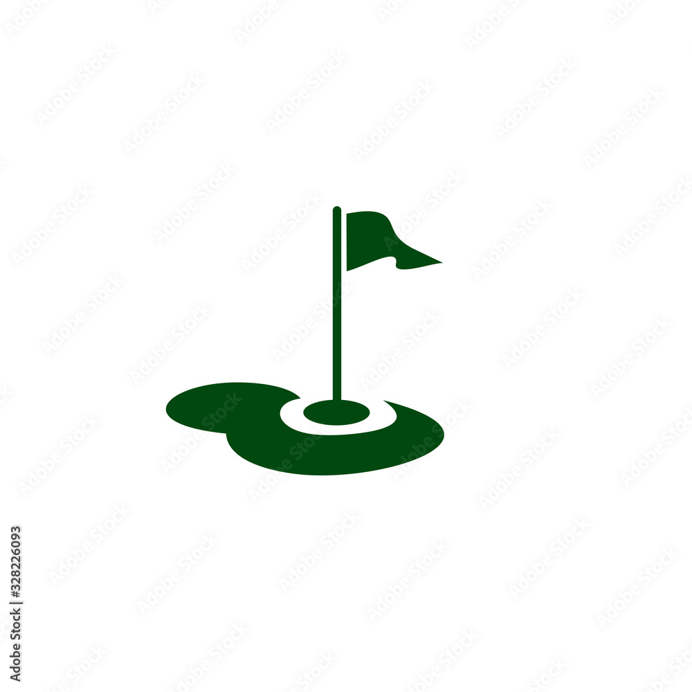 Golf flag vector illustration, Golf logo, Emblem design on white background Golf flag vector illustration, Golf logo, Emblem design on white background