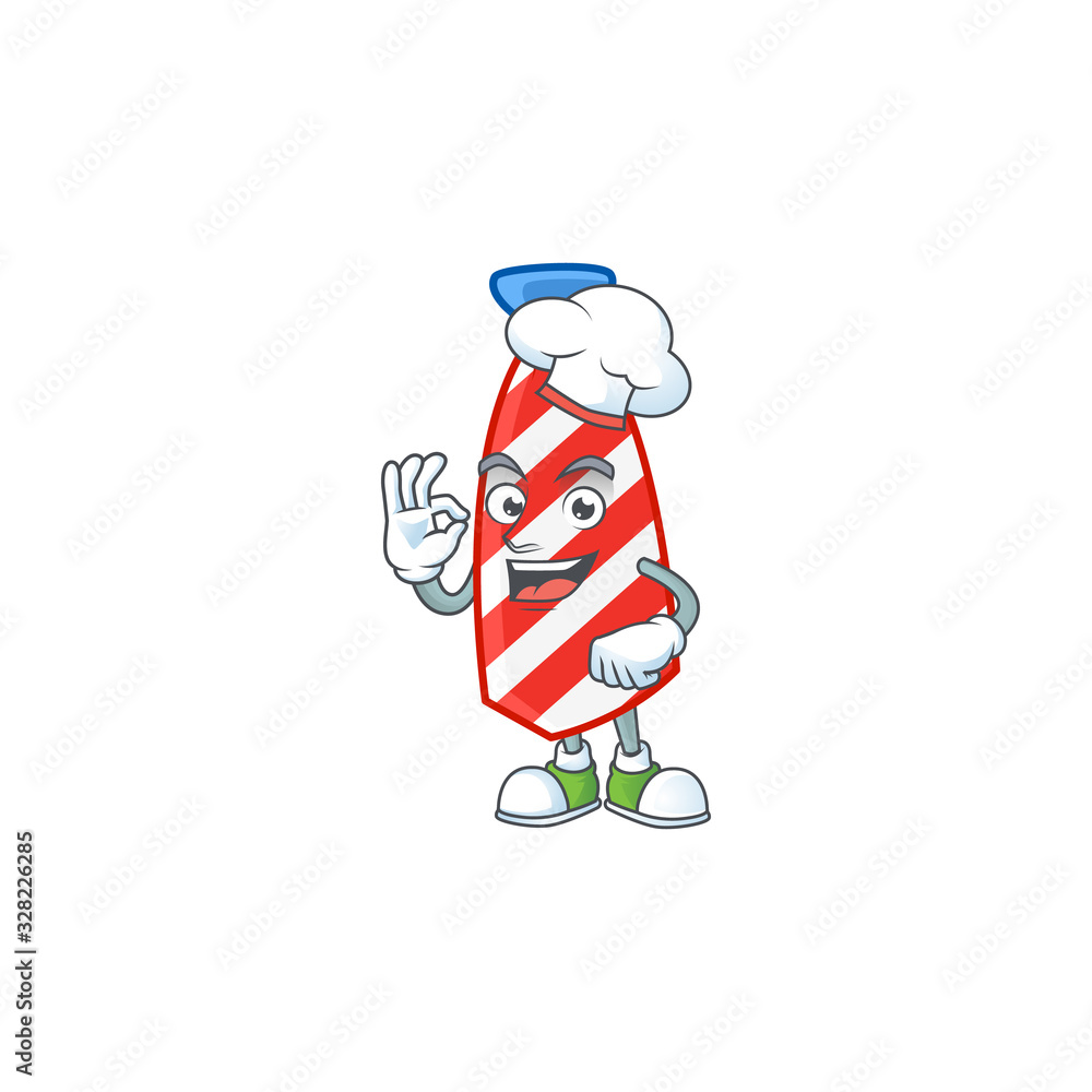 USA stripes tie cartoon character in a chef dress and white hat USA stripes tie cartoon character in a chef dress and white hat