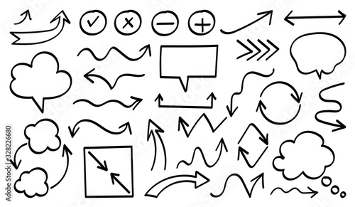 Hand drawn arrow mark icons vector