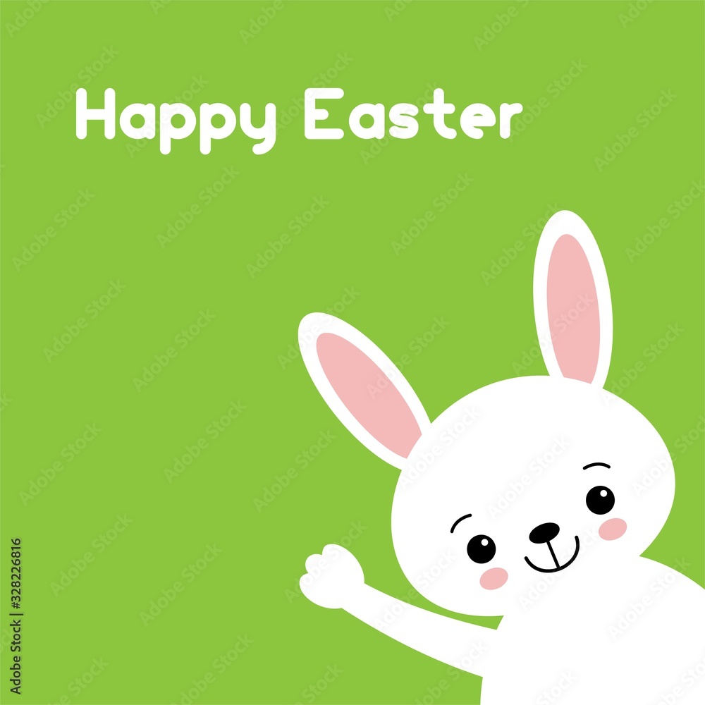 Vector Easter bunny looking out a green background Vector Easter bunny looking out a green background