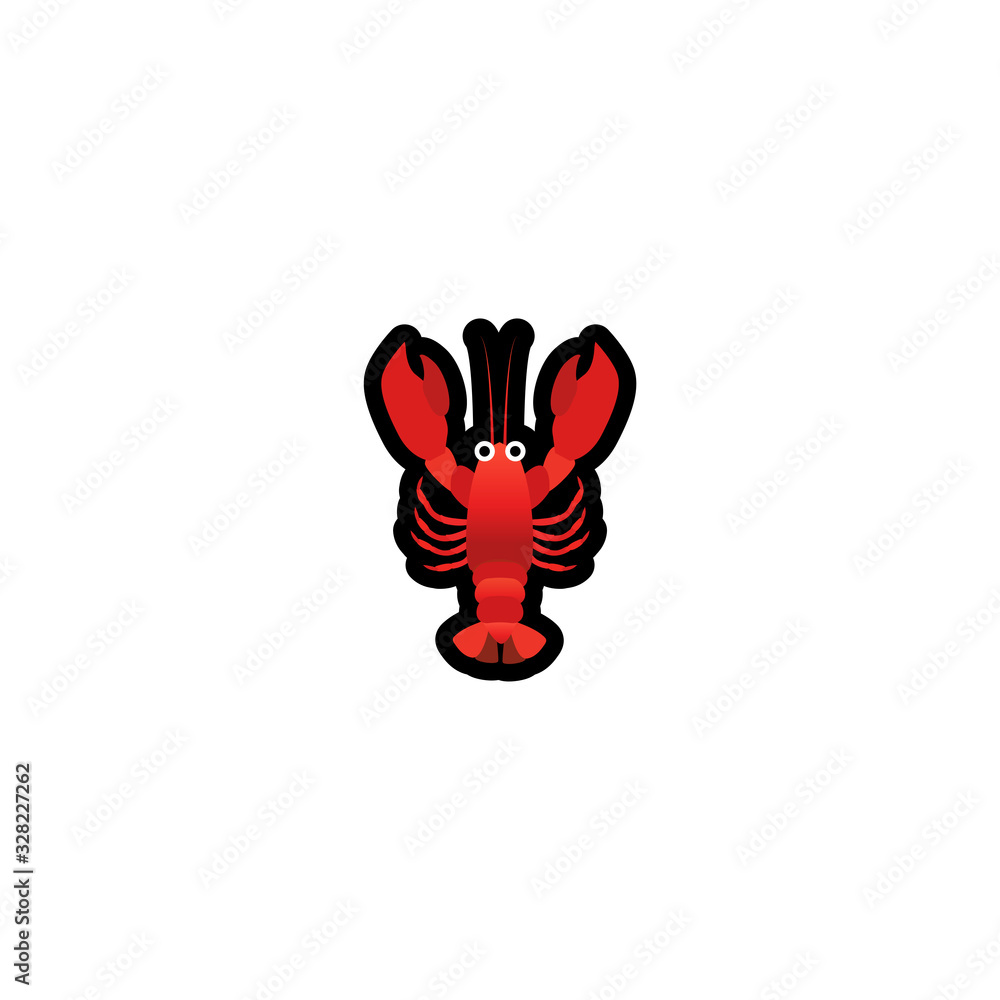 Fototapeta premium Red Lobster Isolated Realistic Vector Icon. Crawfish Seafood Illustration Icon