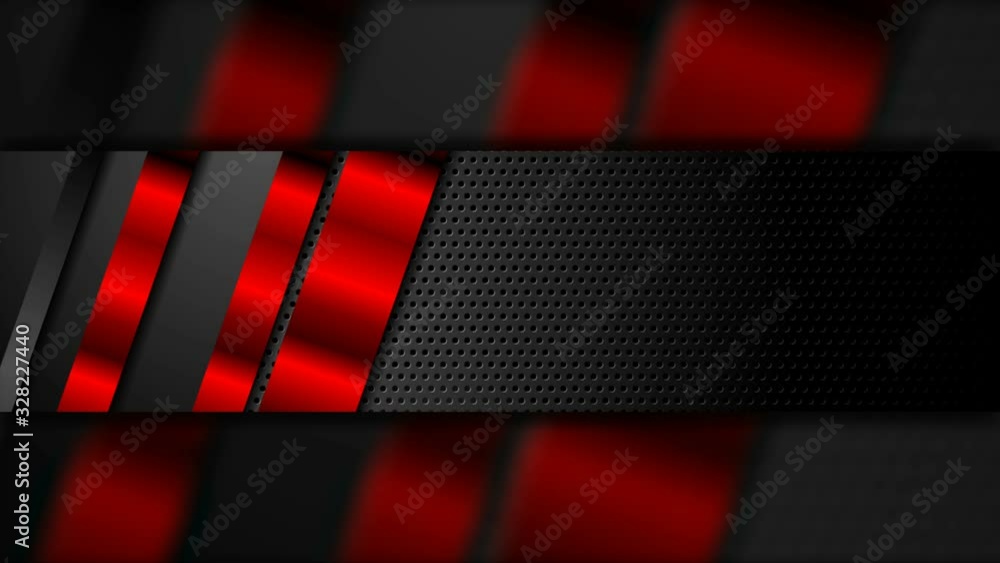 Black and red metal stripes on dark perforated background. Hi-tech ...