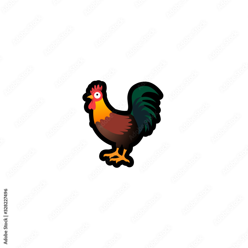 Rooster Isolated Realistic Vector Icon. Cock, Cockerel Cartoon Illustration Emoji, Emoticon, Icon