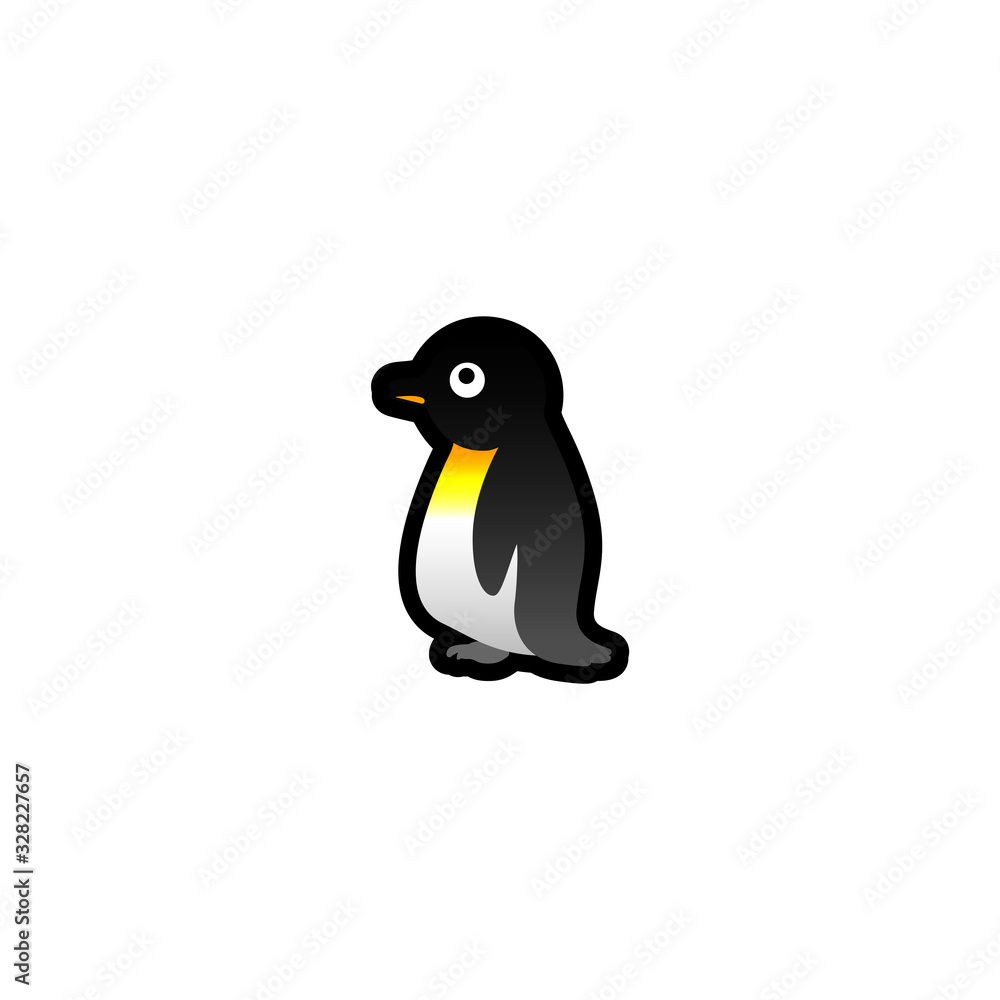 Obraz premium Penguin Isolated Realistic Vector Icon. Young Penguin Colorful Cartoon Illustration Sticker
