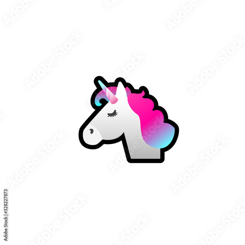 Unicorn Face Isolated Realistic Vector Icon. Unicorn Horse Head Illustration  Sticker Icon