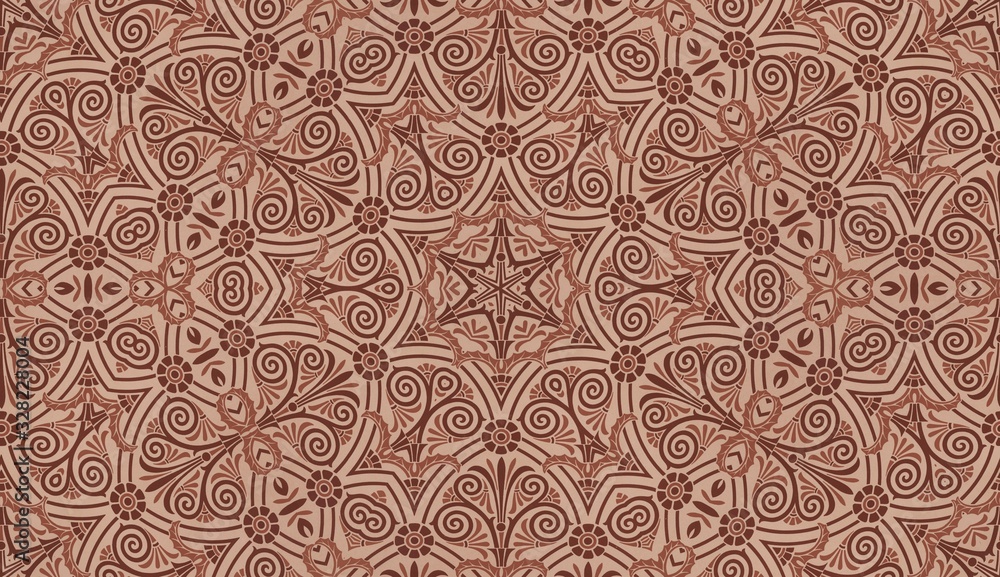 Art Deco Pattern Tile In Brown Colors