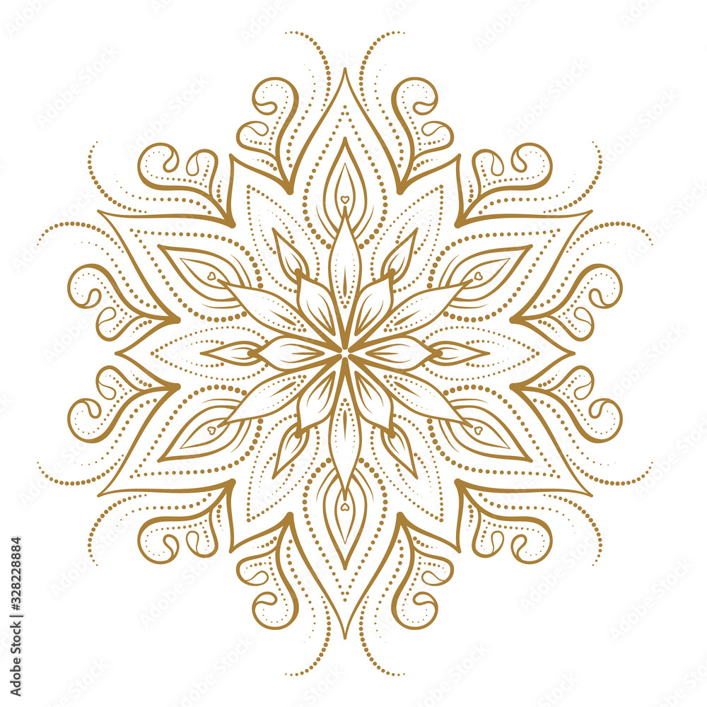 Golden mandala vector illustration. Ethnic style temporary tattoo. Golden mandala vector illustration. Ethnic style temporary tattoo.