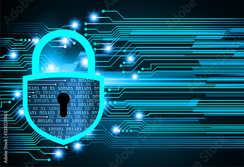 Closed Padlock on digital background, cyber security