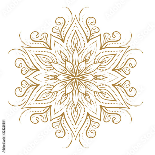 Golden mandala vector illustration. Ethnic style temporary tattoo.