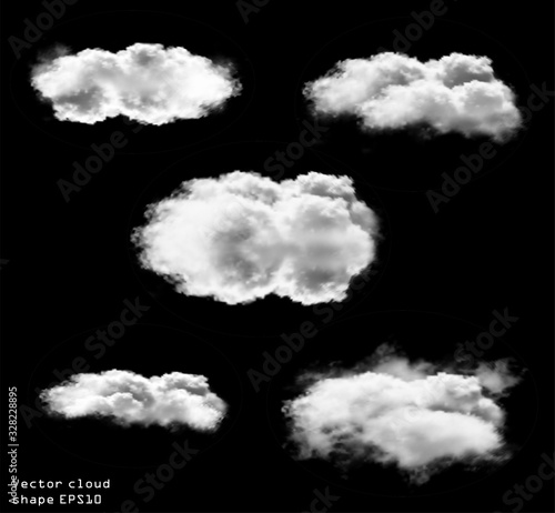 Clouds vector set, cloud shapes illustration
