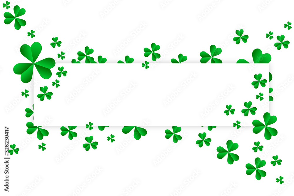 Three leaf shamrock clover with copy space for card, banner background Three leaf shamrock clover with copy space for card, banner background