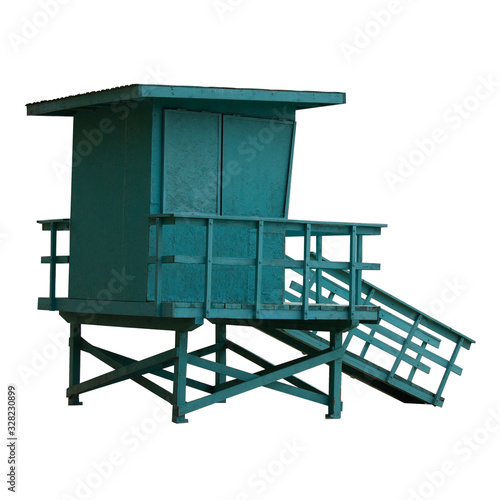 A lifeguard tower, isolated on white background