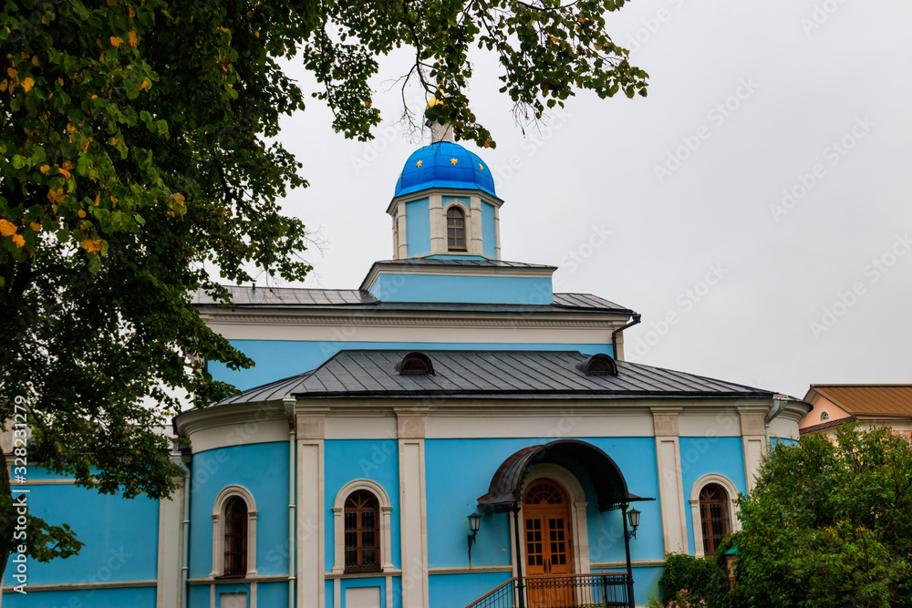 Temple in honor of the Vladimir Icon of the Mother of God of Optina Monastery. Optina Pustyn (literally Opta's hermitage) is an Eastern Orthodox monastery near Kozelsk in Russia Temple in honor of the Vladimir Icon of the Mother of God of Optina Monastery. Optina Pustyn (literally Opta's hermitage) is an Eastern Orthodox monastery near Kozelsk in Russia