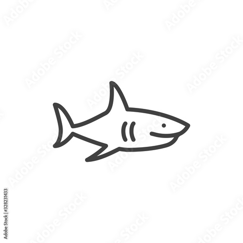 Shark line icon. linear style sign for mobile concept and web design. Fish shark outline vector icon. Predator symbol, logo illustration. Vector graphics