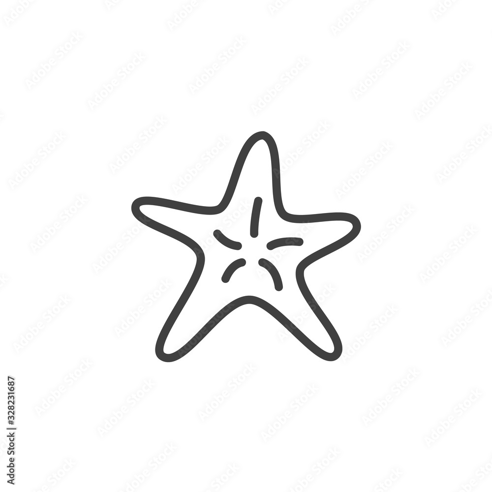 Starfish line icon. linear style sign for mobile concept and web design. Sea star fish outline vector icon. Symbol, logo illustration. Vector graphics Starfish line icon. linear style sign for mobile concept and web design. Sea star fish outline vector icon. Symbol, logo illustration. Vector graphics