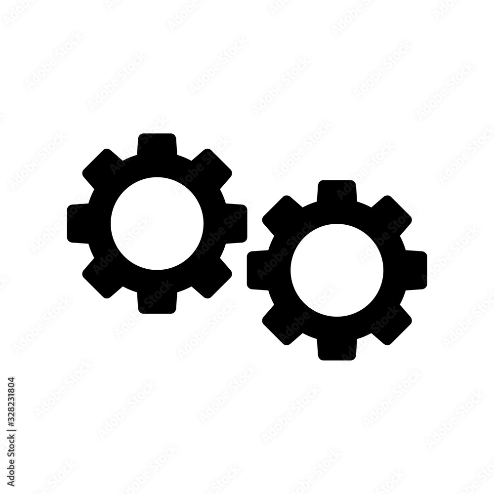 Gears Sign, Gear Icon isolated on white background